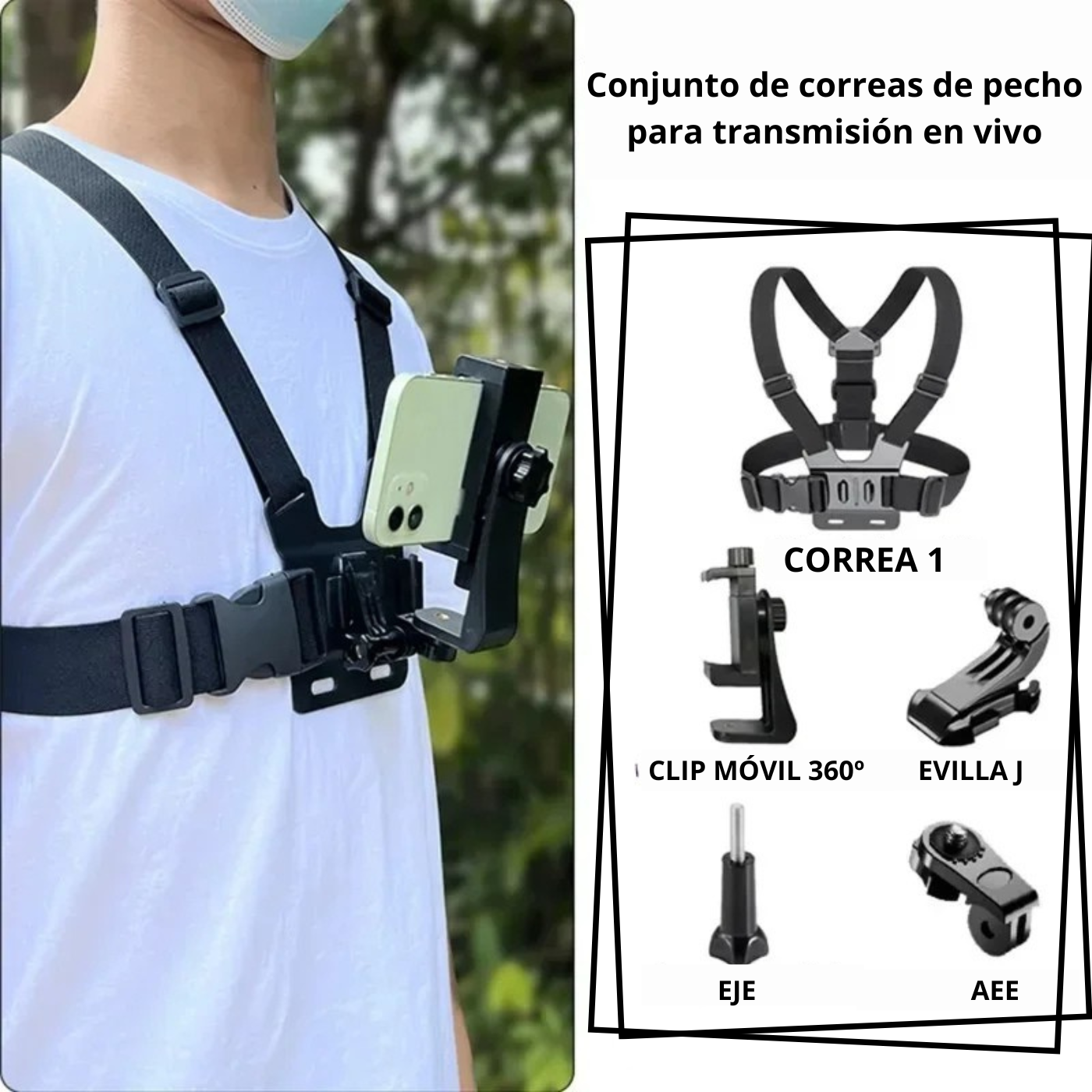 Soporte de pecho para móvil ajustable 360°