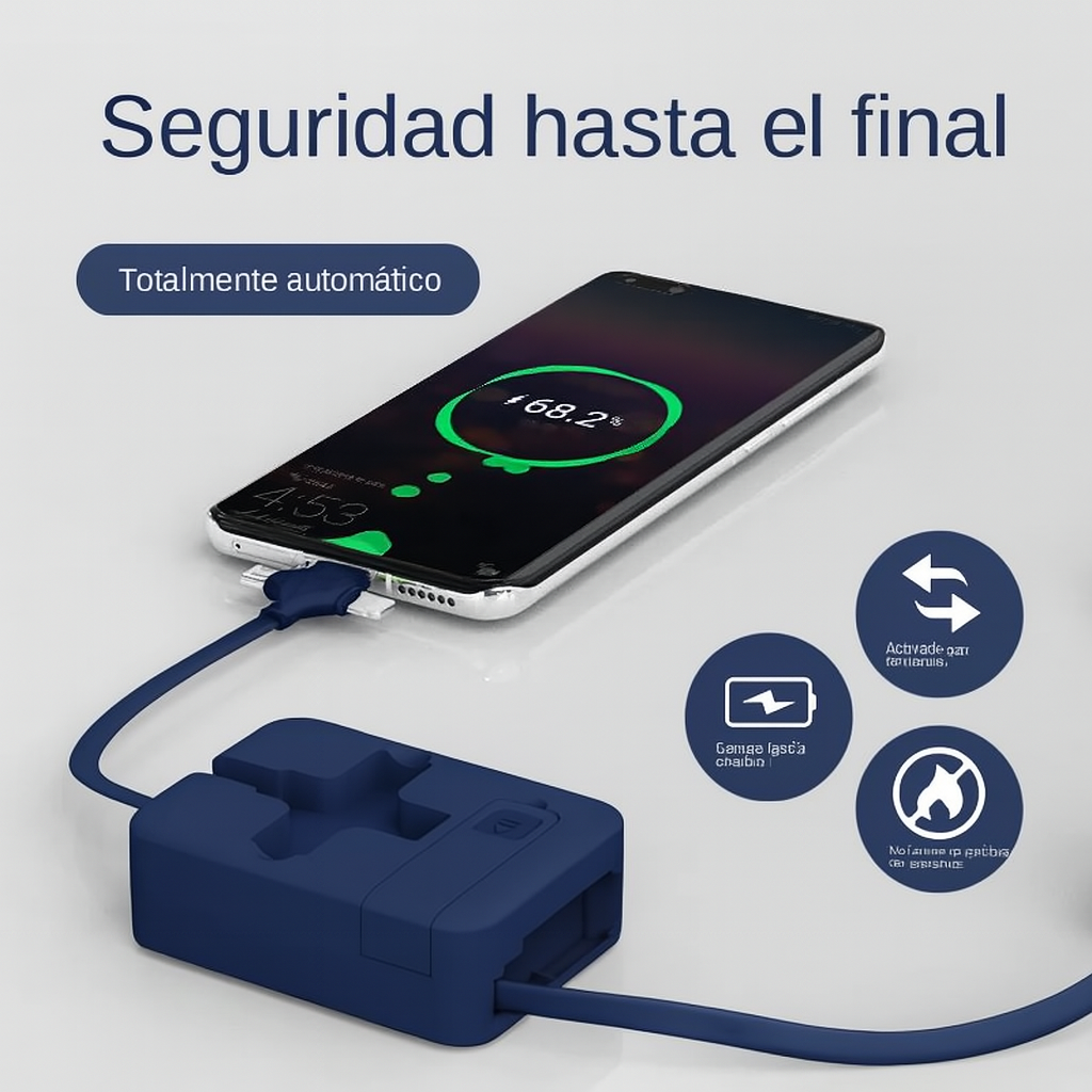Cable 3-en-1 retráctil: USB-C