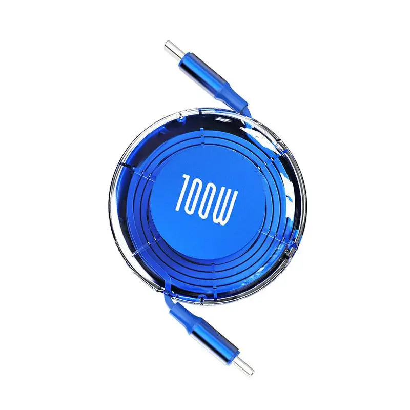 Cable retráctil USB-C 100W color azul oscuro. shoppium