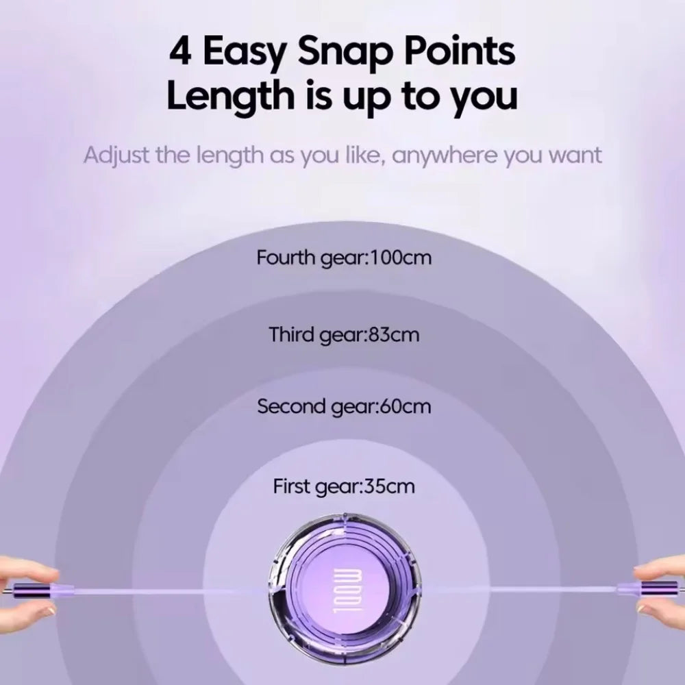 Cable retráctil carga rápida 100W USB-C a USB-C shoppium 1 metro