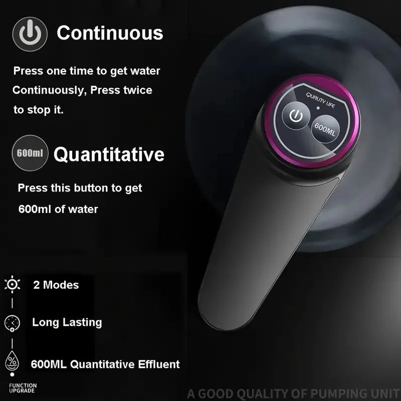 Dispensador eléctrico portátil USB para garrafas de agua, dos botones de funcionamiento