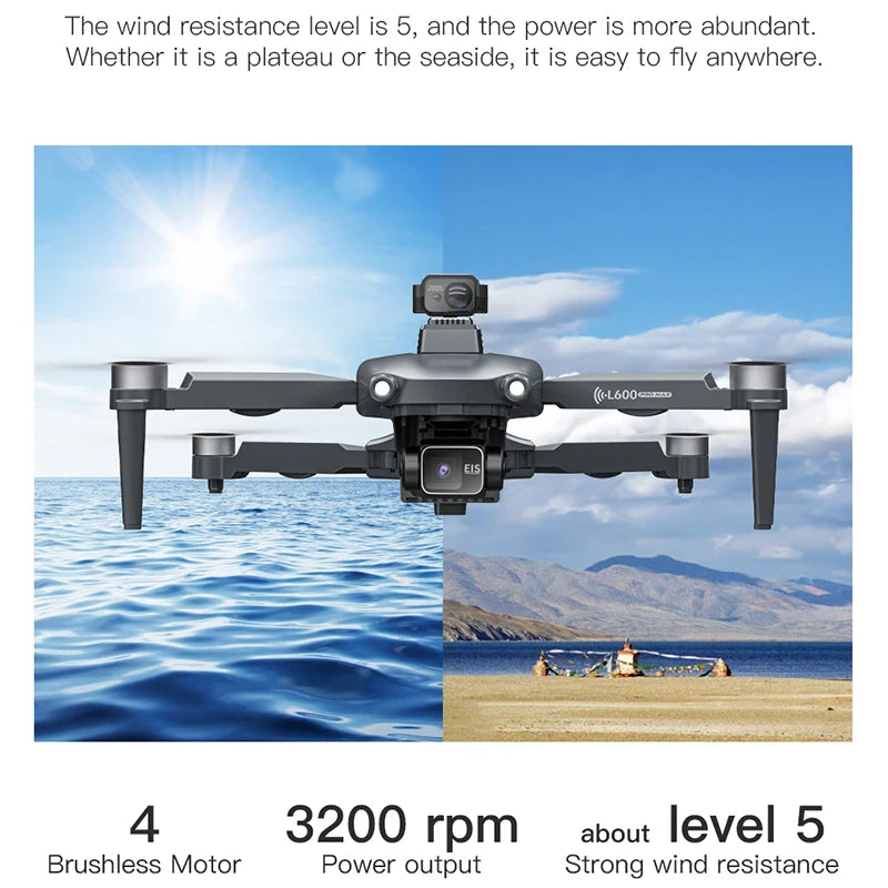 Drone L600 PRO MAX 4K GPS profesional en vuelo