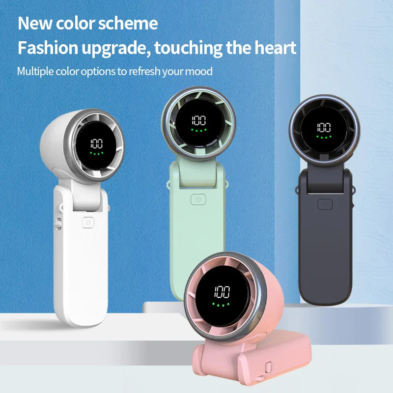 Mini ventilador plegable portátil con pantalla LED