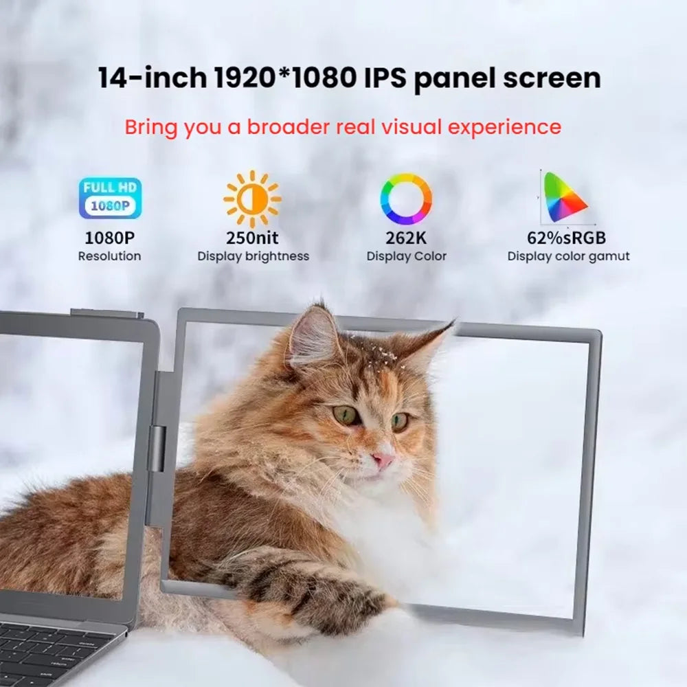 Monitor dual portátil plegable de 14 pulgadas