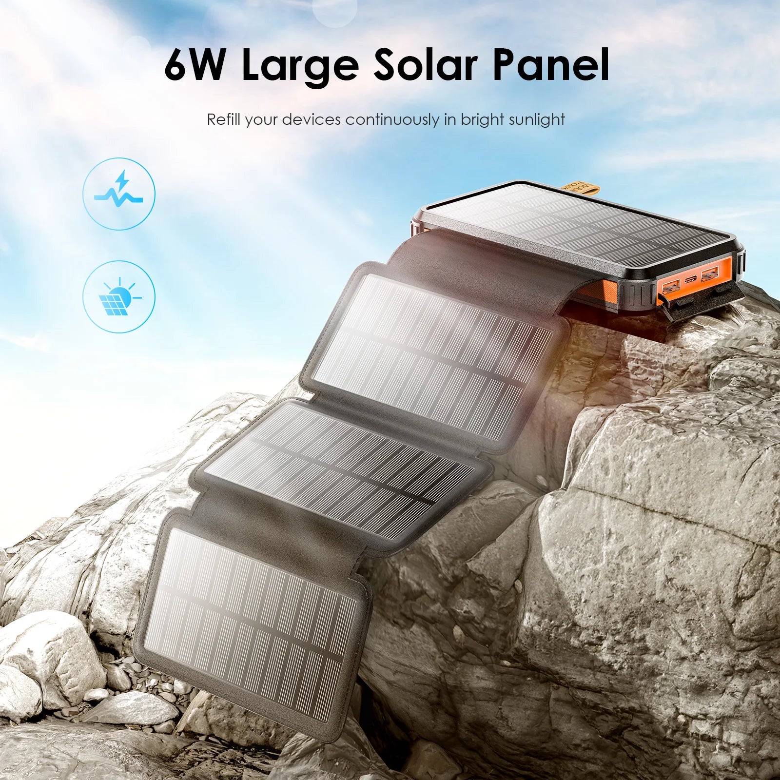 Power bank solar 26.800 mAh con paneles plegables