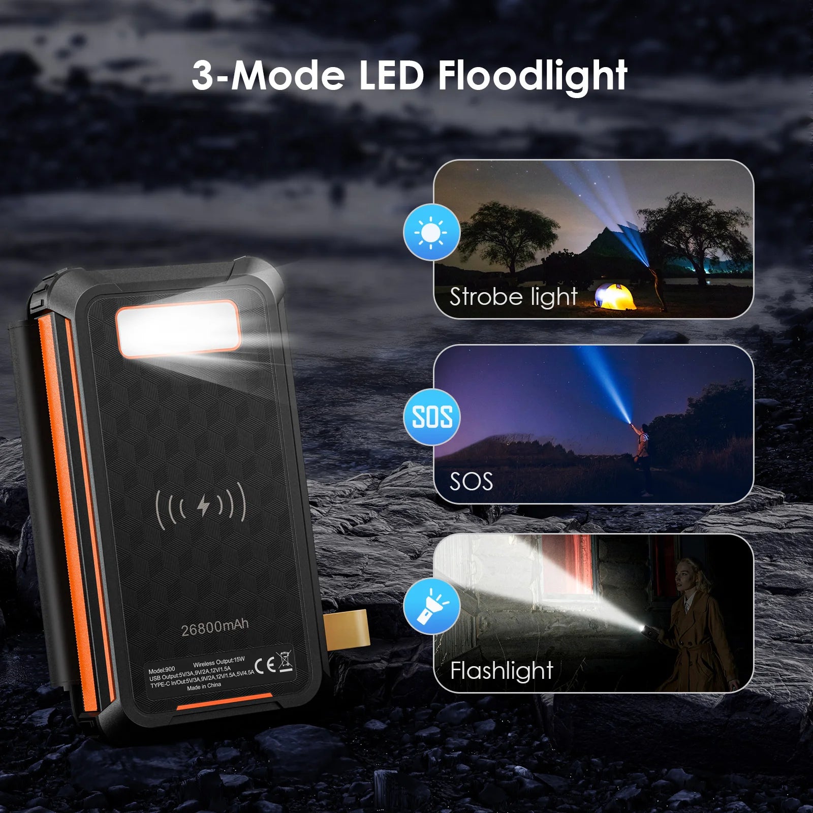 Power bank solar 26.800 mAh con paneles plegables