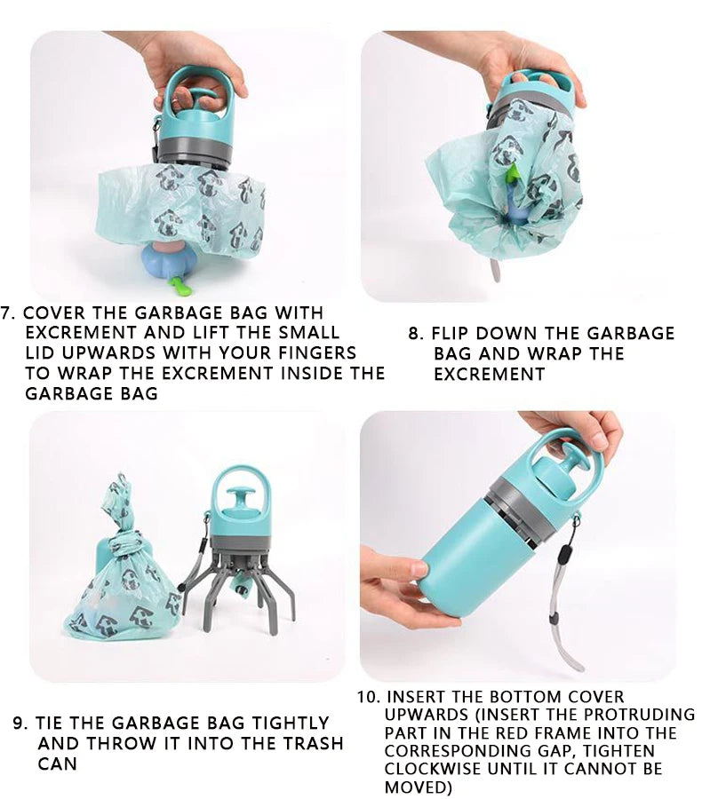 Recogedor portátil de excrementos con dispensador integrado