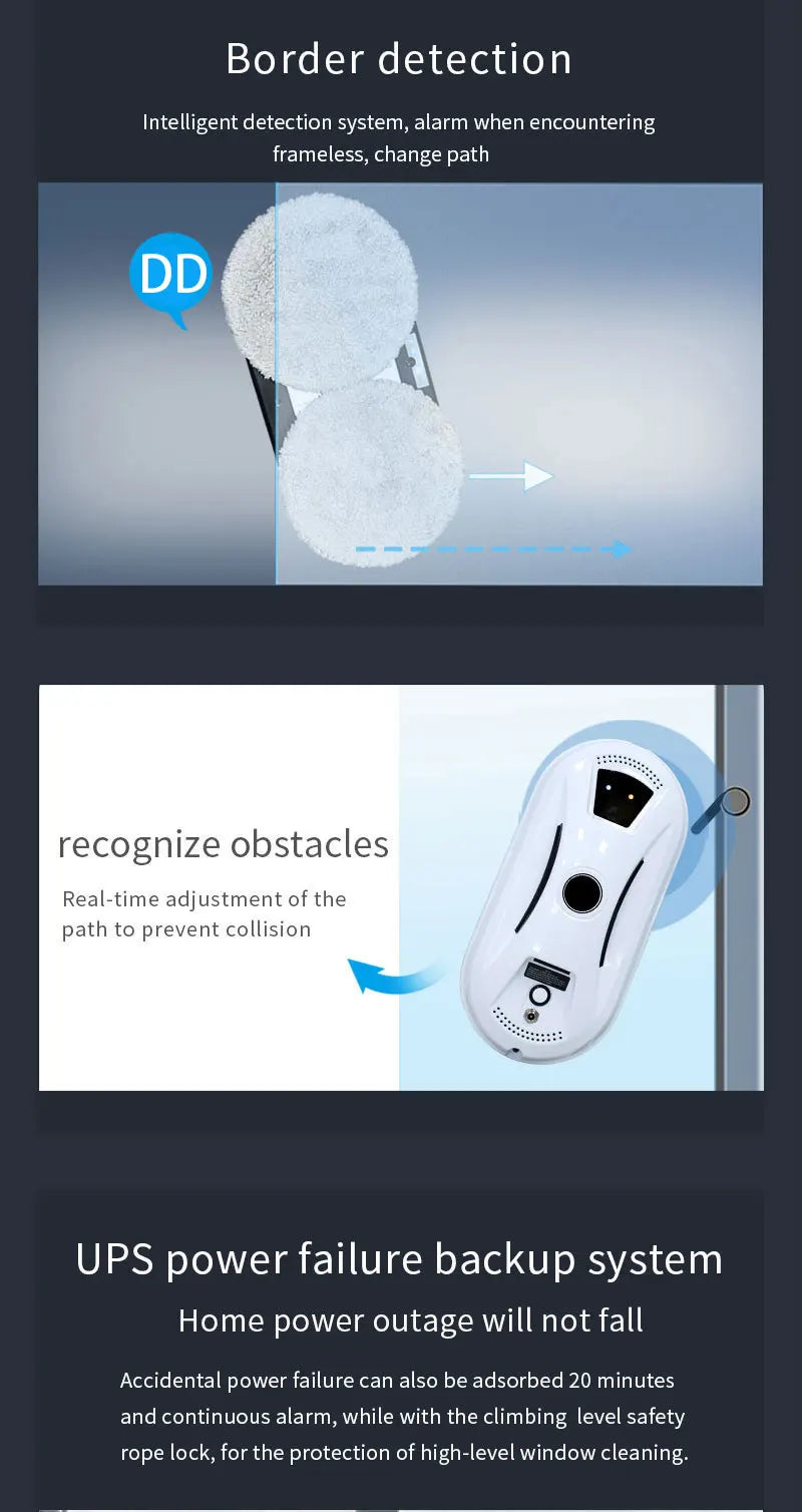 Robot limpiacristales GlassBot con succión automática, ventanas y espejos