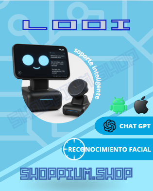 Robot LOOI con ChatGPT en escritorio
Artilugio interactivo con soporte de smartphone