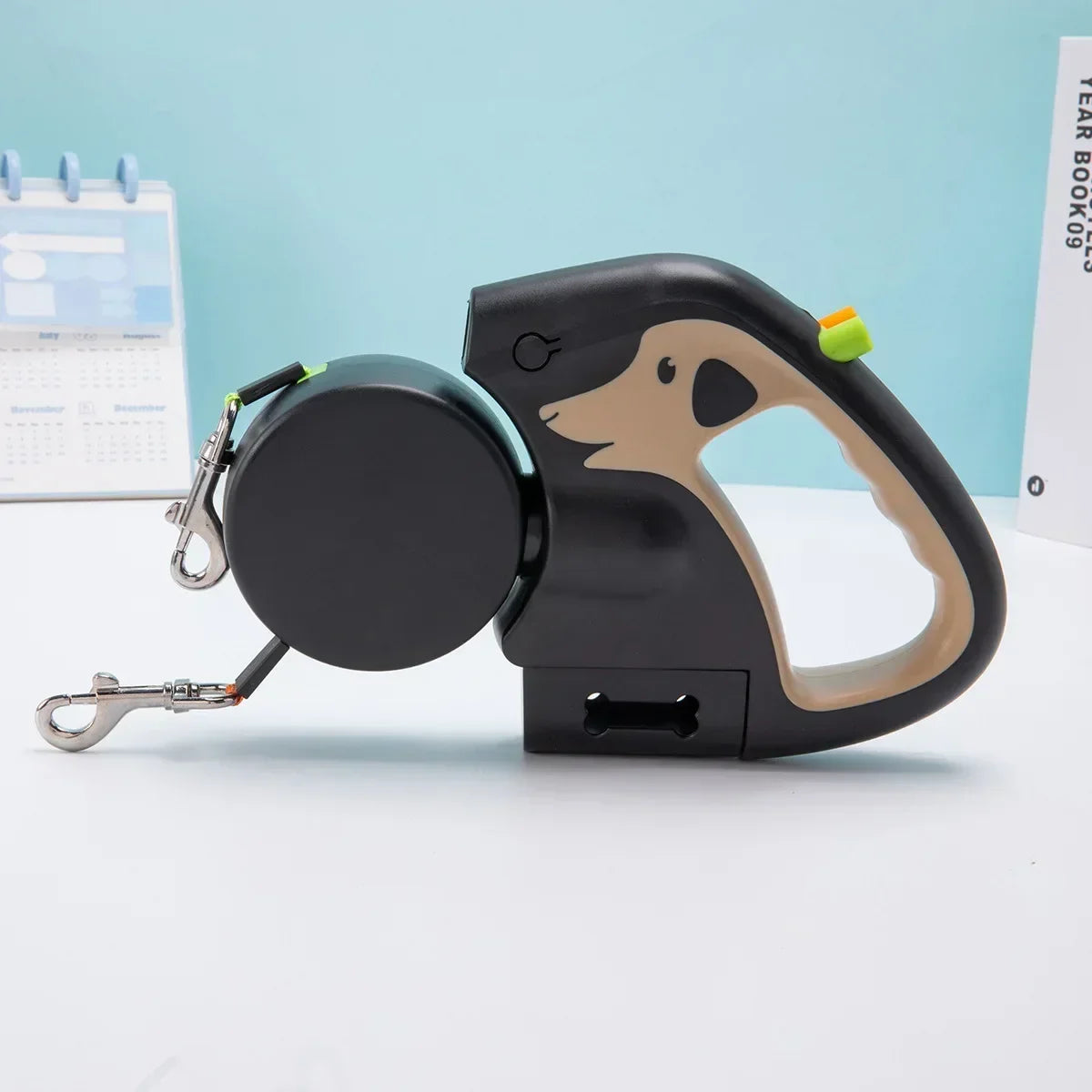 Correa Retráctil Doble para Perros - Linterna y Caja de Bolsas