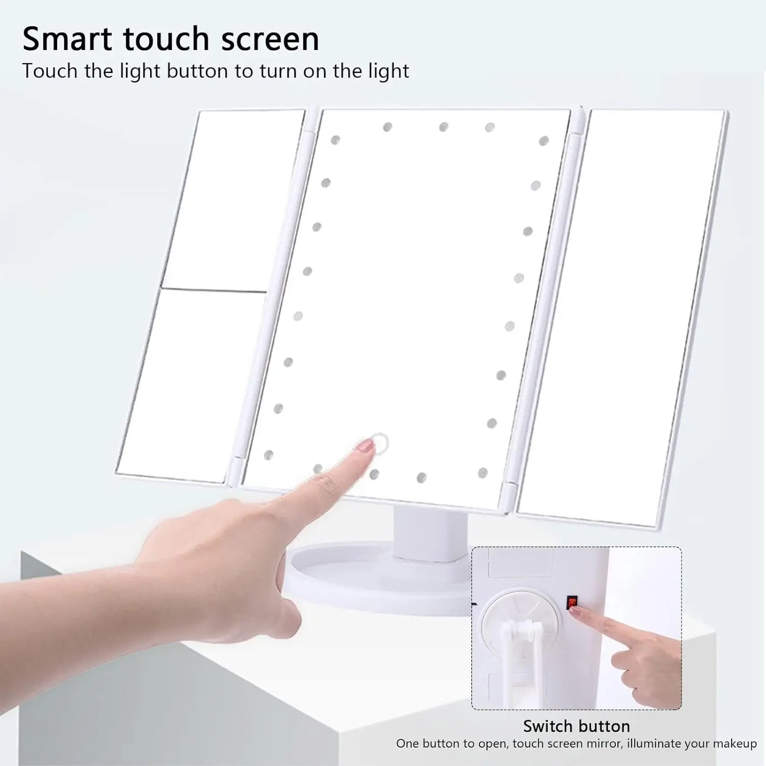 espejo con luz led táctil