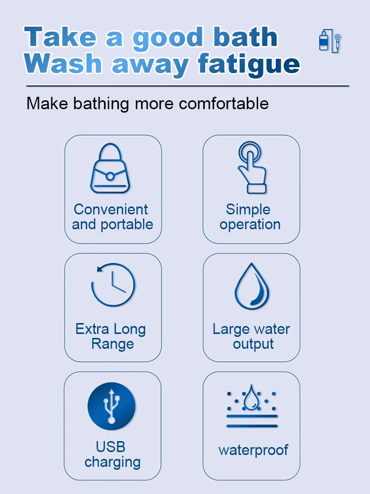 Ducha Portátil Eléctrica - carga USB