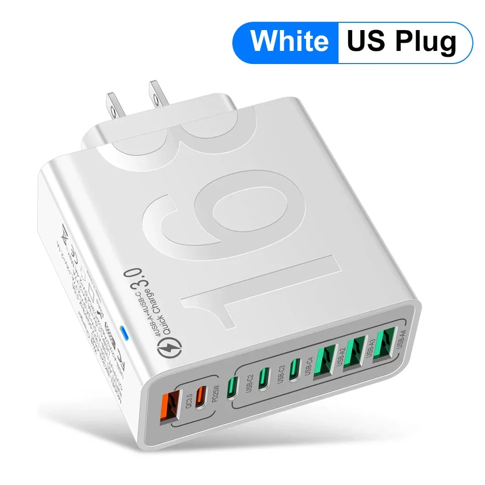 Cargador MAERKNON 150W con 8 puertos USB y Tipo-C blanco EE.UU shoppium