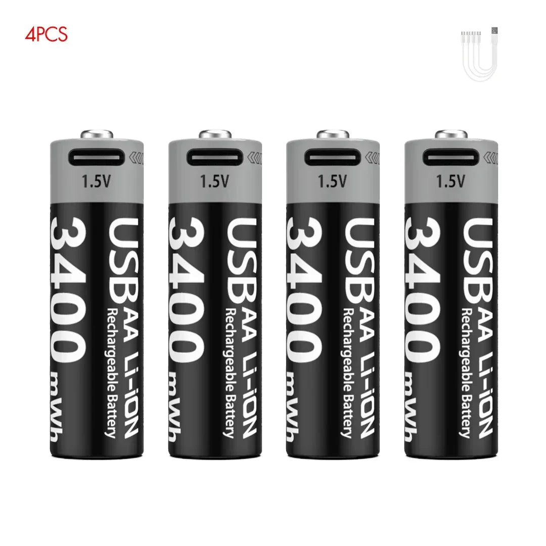 batería aa recargable usb c 1.5v 4 pcs