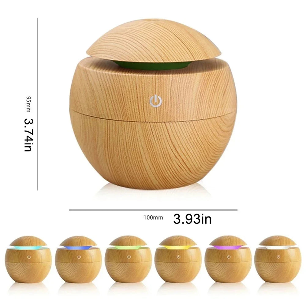 humidificador ultrasónico efecto madera medidas 9'5 cm x 10 cm