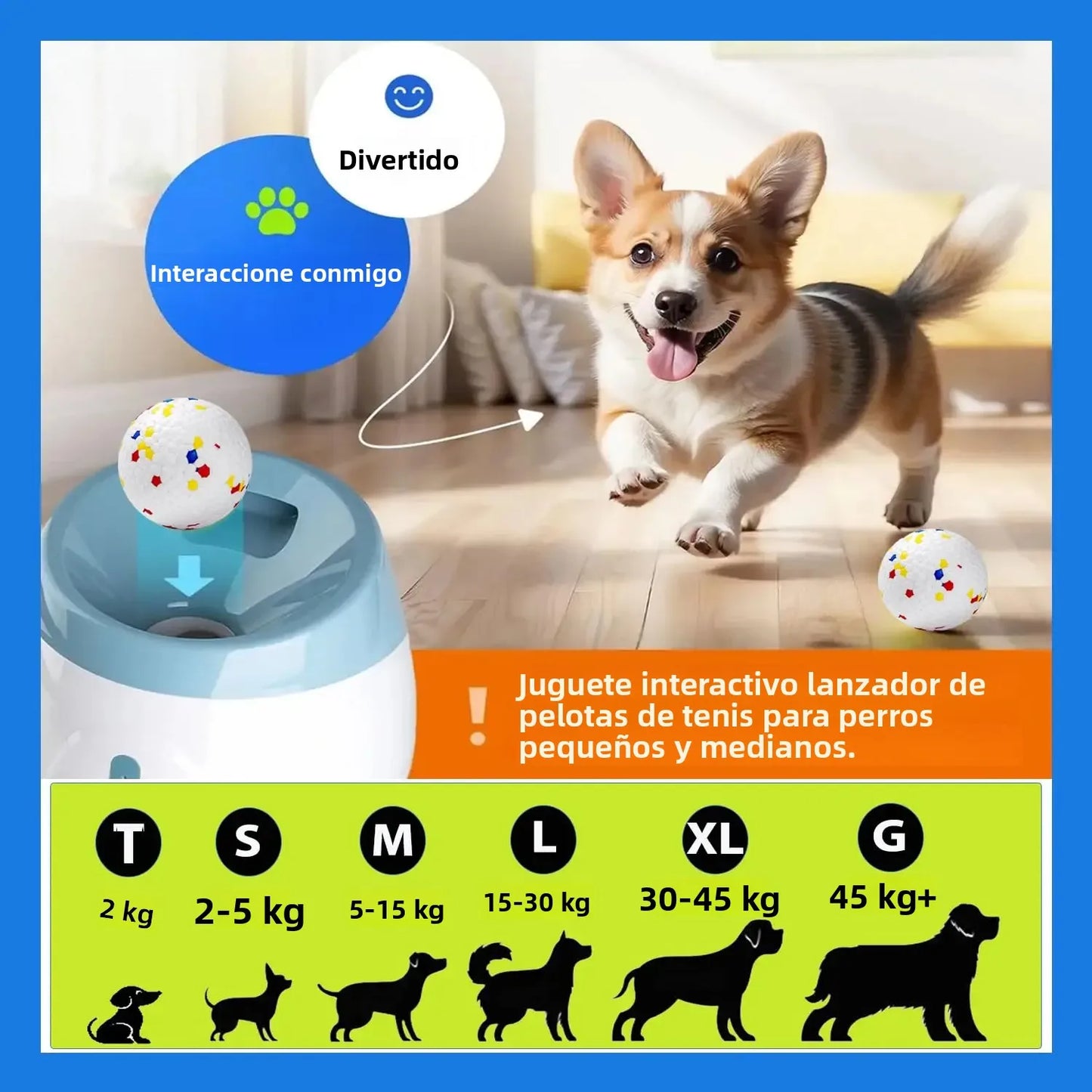 Lanzapelotas automático para perros – Máquina recargable interactiva