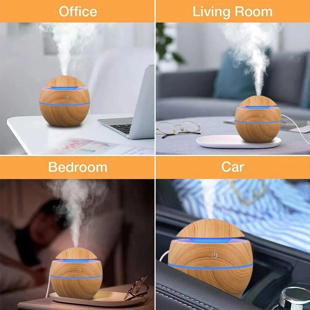 humidificador ultrasónico efecto madera para distintos escenarios, ficna, habitaciones