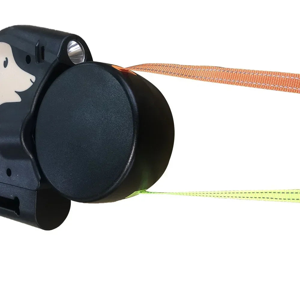 Correa Retráctil Doble para Perros - Linterna y Caja de Bolsas