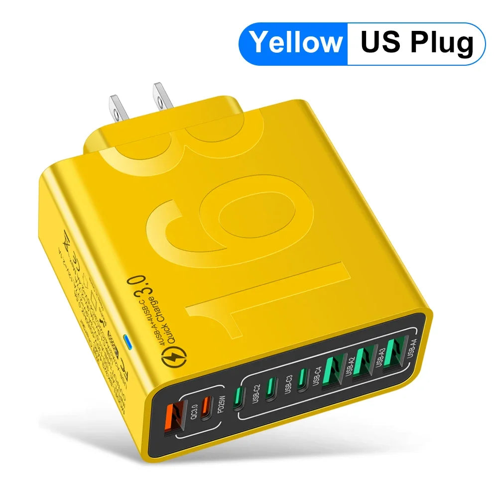 Cargador MAERKNON 150W con 8 puertos USB y Tipo-C amarillo EE.UU shoppium