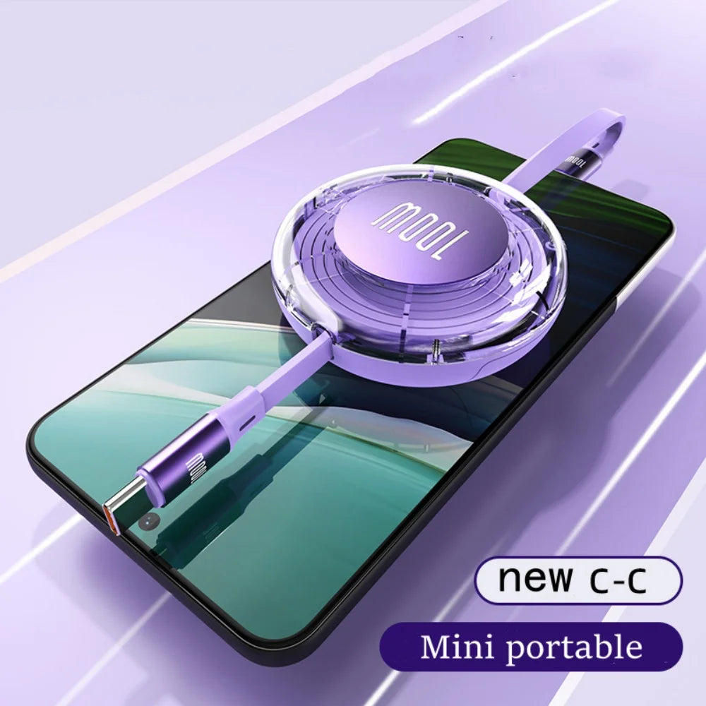 Cable Retráctil USB-C a USB-C 100W | Carga Rápida 1M