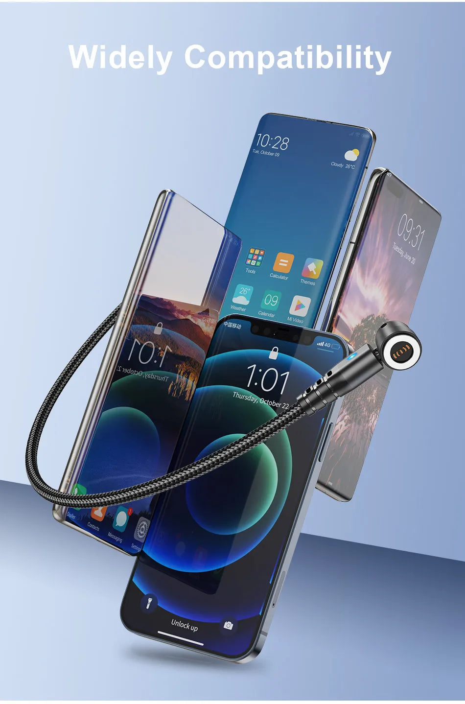 Cable magnético giratorio 5A 480 Mbps Datos