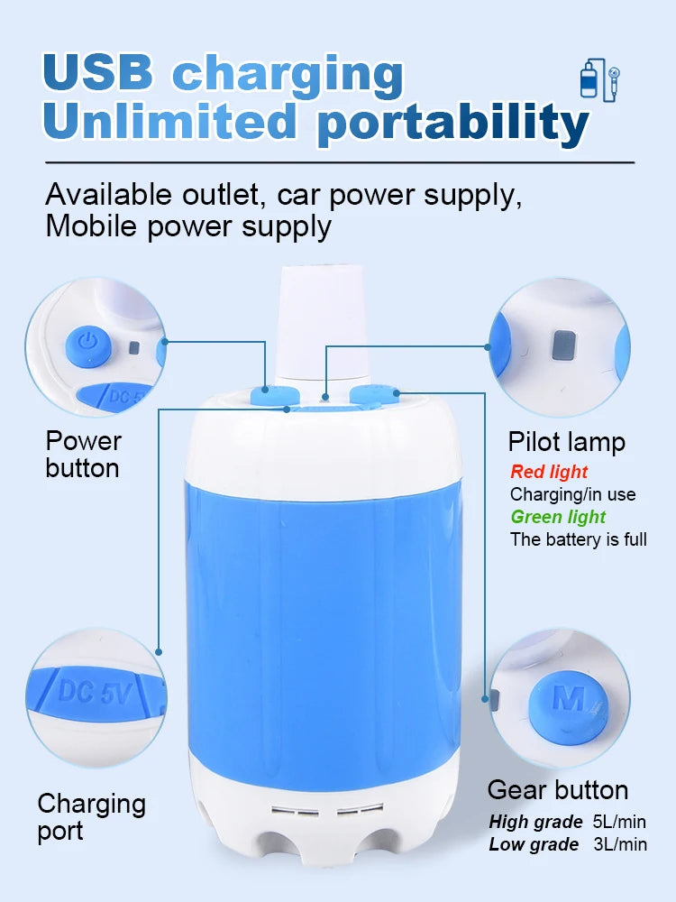 Ducha Portátil Eléctrica - carga USB