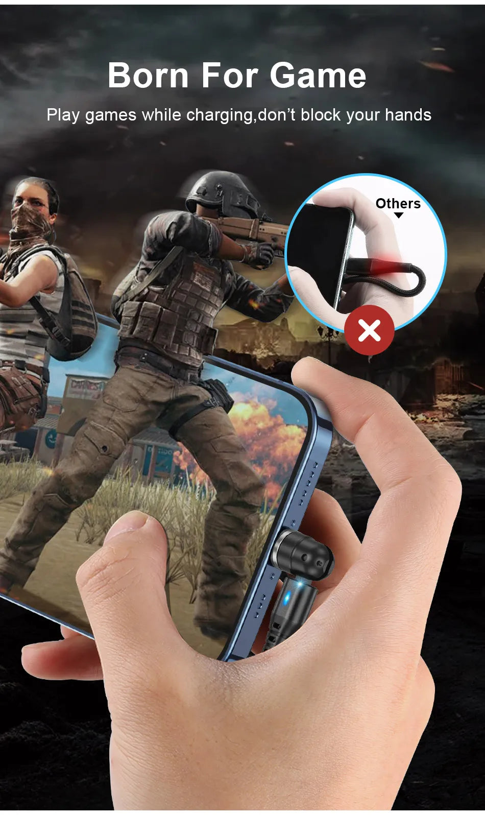 Cable magnético giratorio 5A 480 Mbps Datos