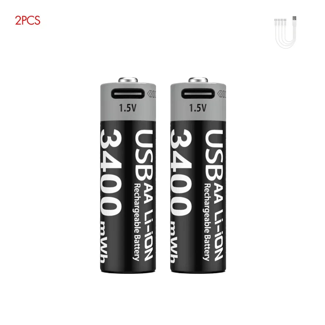 batería aa recargable usb c 1.5v 2 pcs
