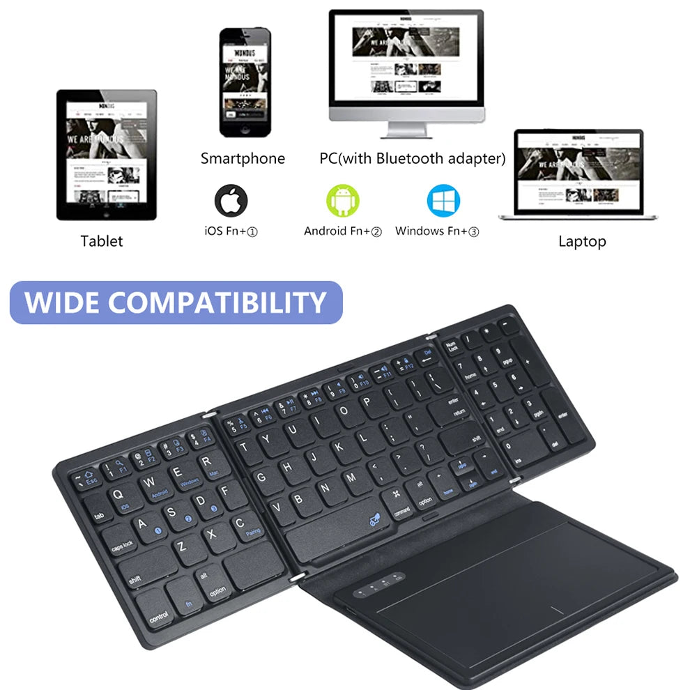 Teclado portátil Bluetooth Plegable - Touchpad