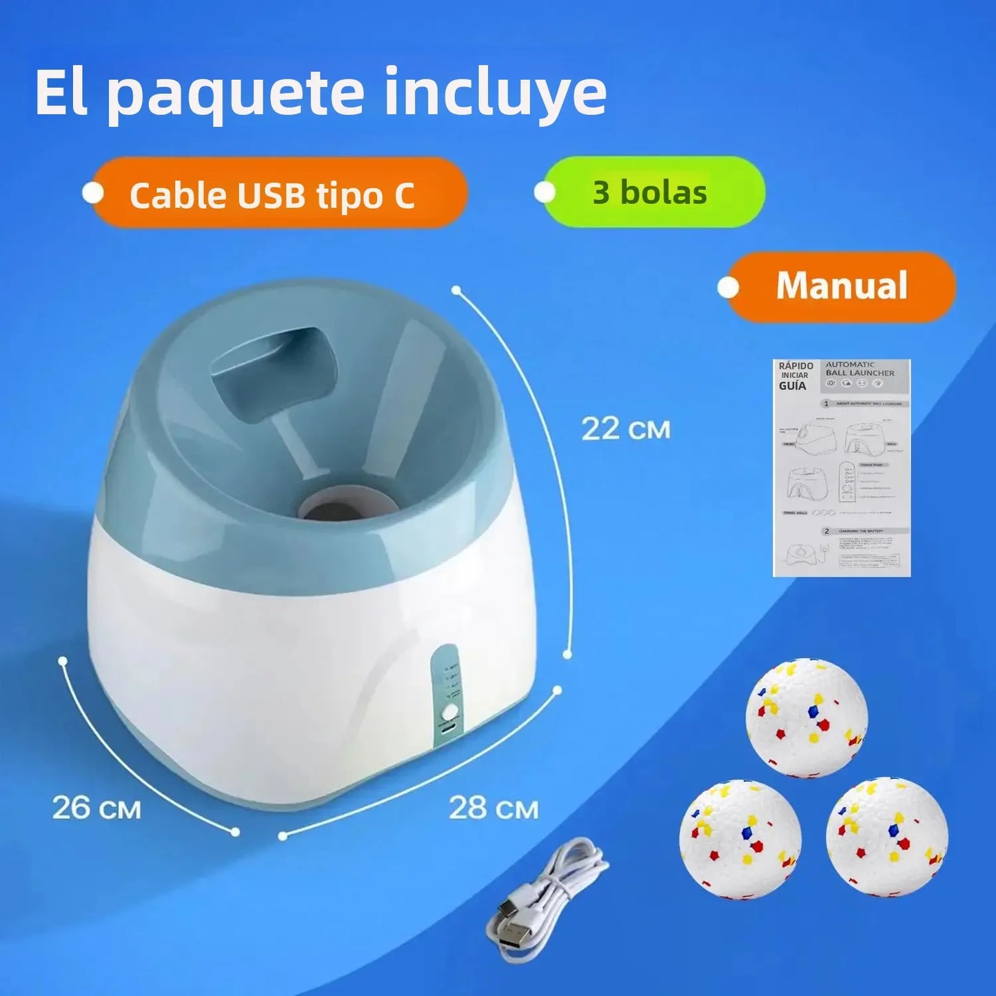 Lanzapelotas automático para perros – Máquina recargable interactiva
