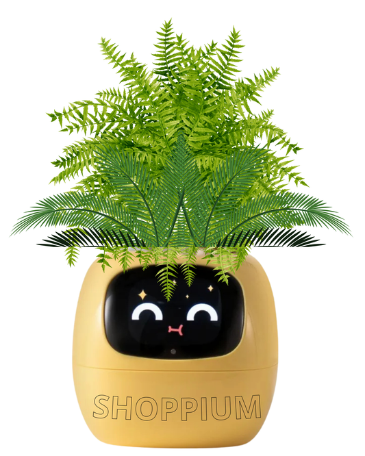 Maceta inteligente con expresiones interactivas Gadget para plantas con IA y sensores