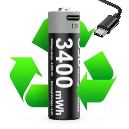 Pilas AA Recargables 1.5V 3400mWh - Larga Duración